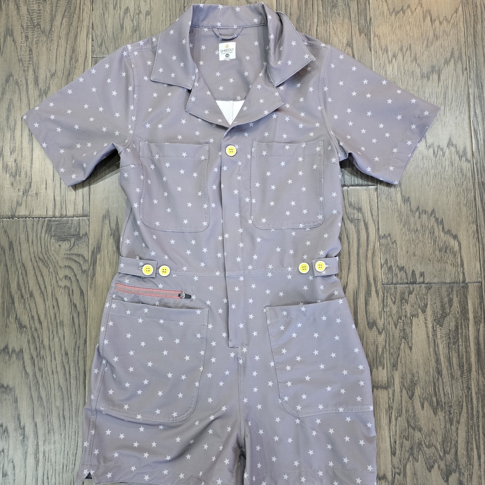Women's Star Print Romper - Light Gray
